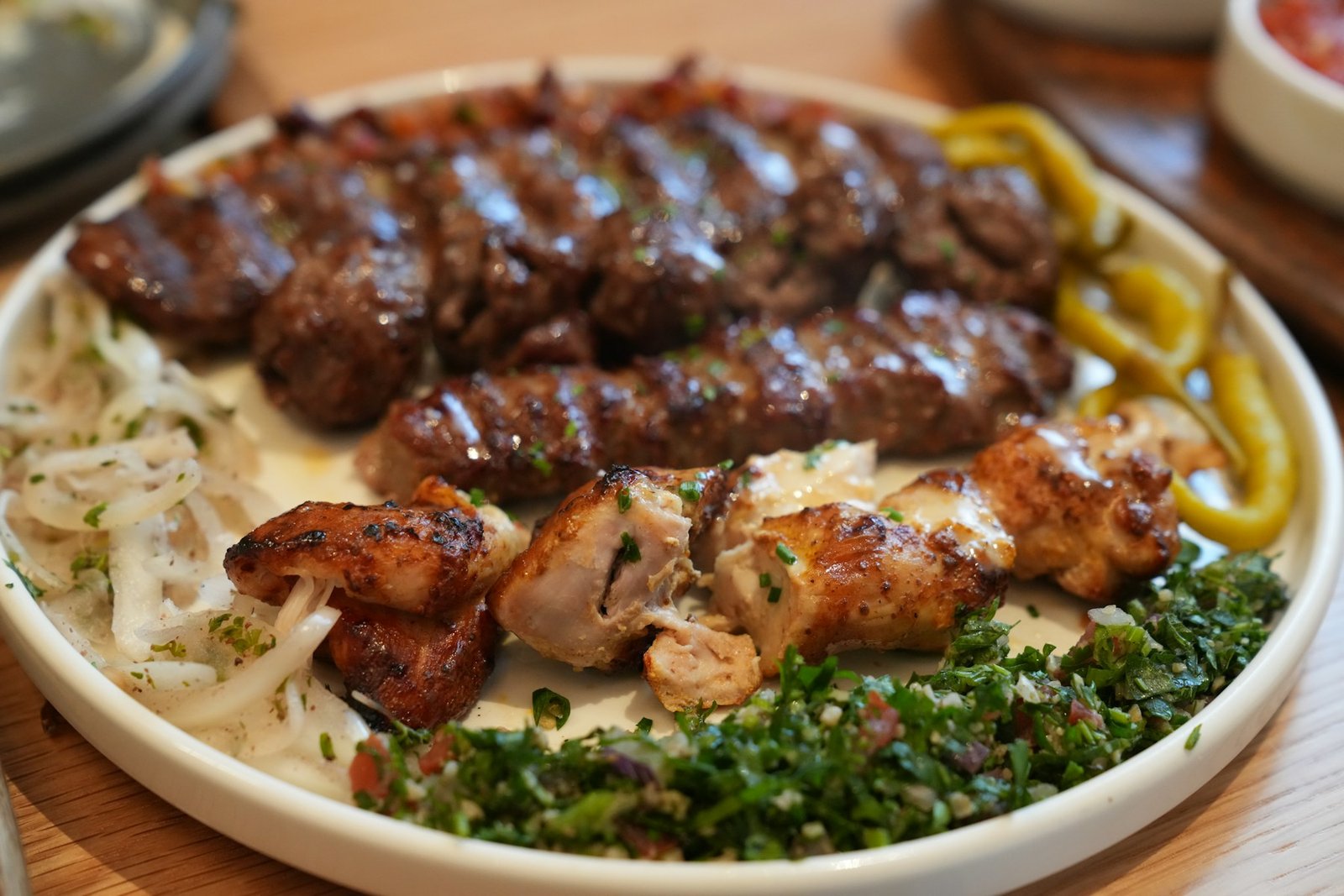Assorted grilled meats with vegetables